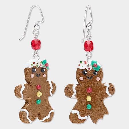 Gingerbread men earrings made with polymer clay